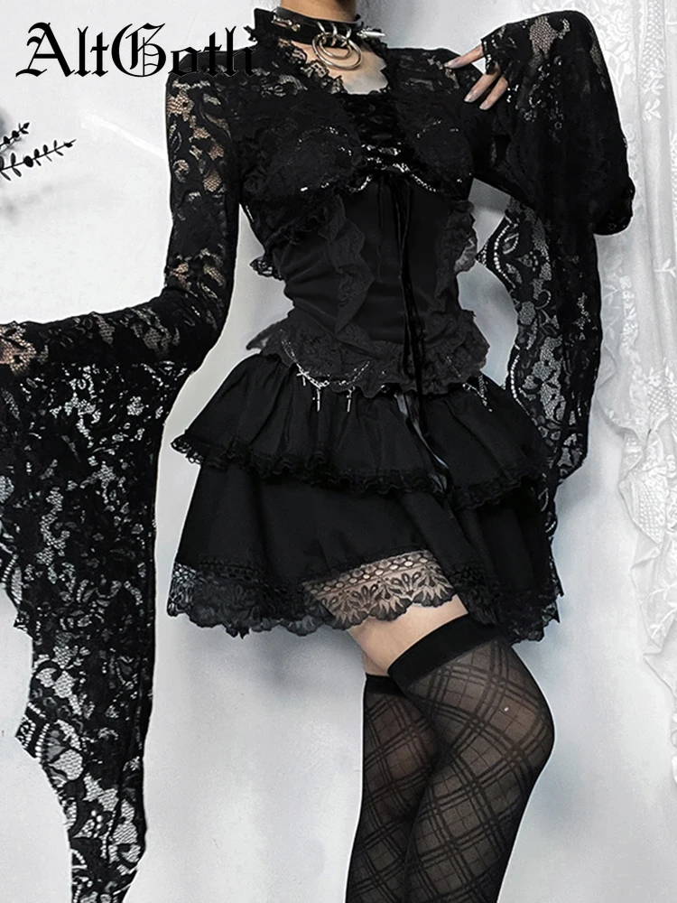 AltGoth Fairycore Sexy See Through Blouse Women Vintage Elegant Y2k Flare Sleeve Lace-up Crop Tops Emo Alternative Indie Clothes
AltGoth Fairycore Sexy See Through Blouse Women Vintage Elegant Y2k Flare Sleeve Lace-up Crop Tops Emo Alternative Indie Clothes