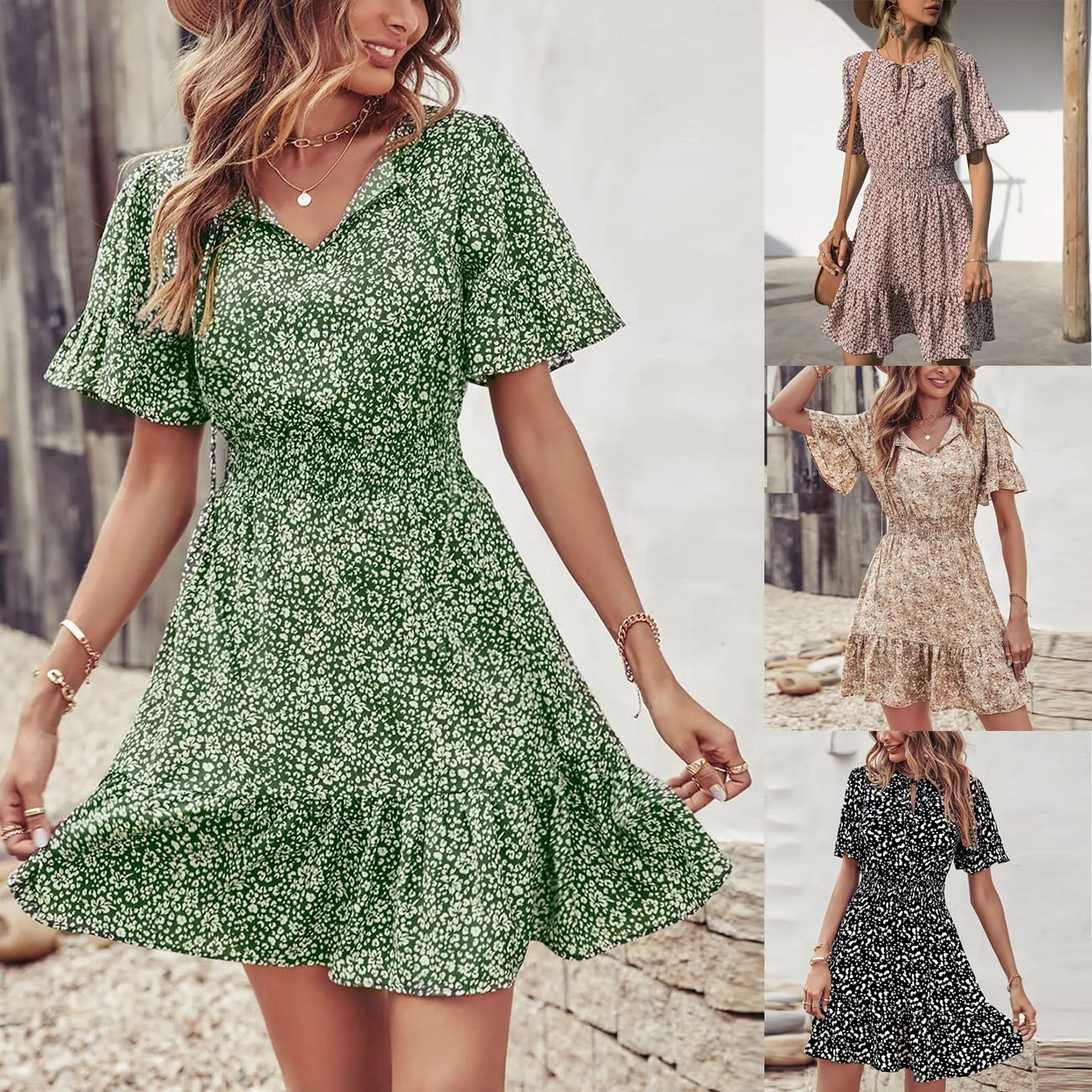 Pocket Long Dress for Women Women's Summer Wrap V Neck Polka Dot Print Ruffle Short Sleeve Mini Floral Dress V Neck Lounge Dress
Pocket Long Dress for Women Women's Summer Wrap V Neck Polka Dot Print Ruffle Short Sleeve Mini Floral Dress V Neck Lounge Dress