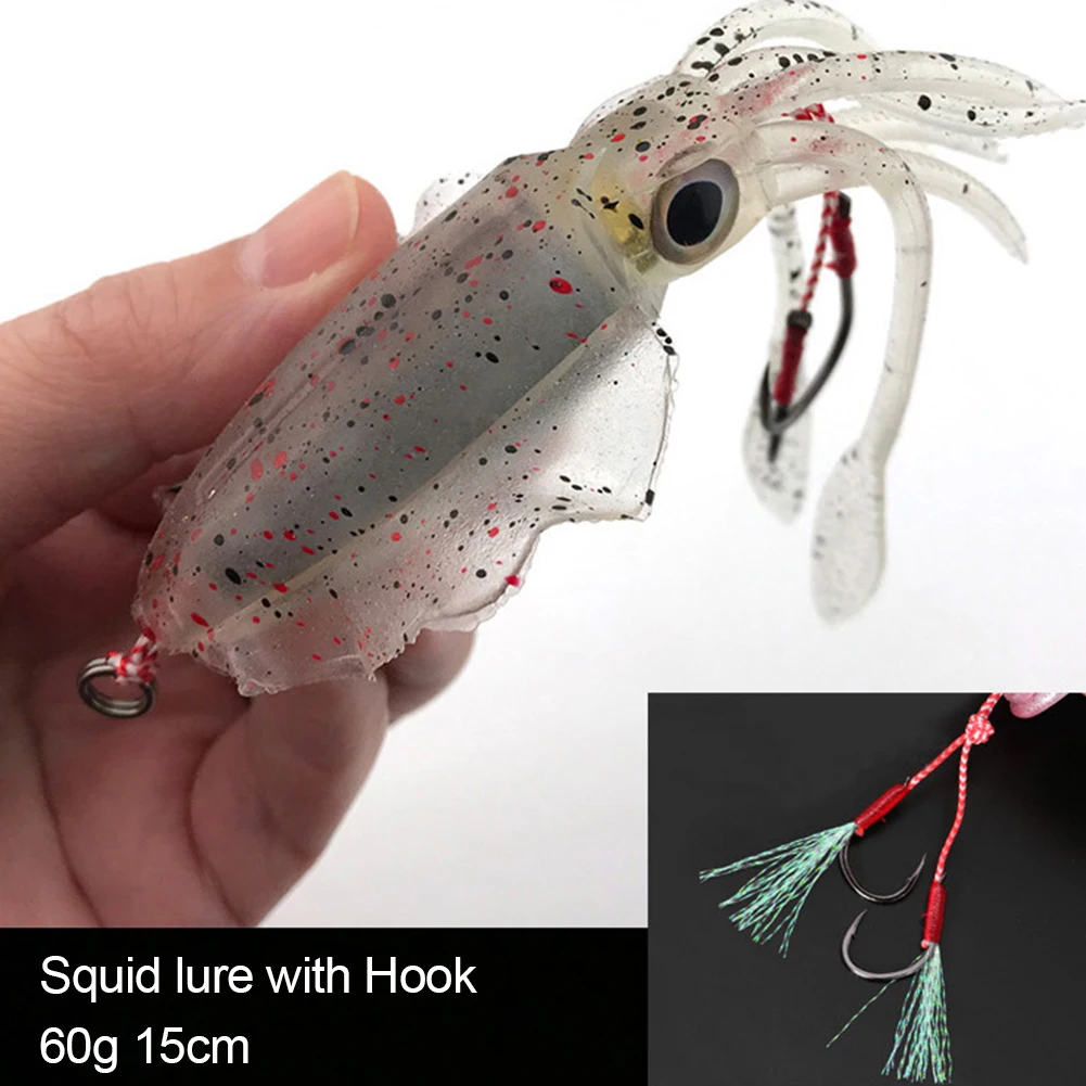 60g 15cm Squid Lure Fishing Lure Soft Bait Luminous Glow Squid Jig Trolling Soft Lure for Freshwater Saltwater with Lead Sinker
60g 15cm Squid Lure Fishing Lure Soft Bait Luminous Glow Squid Jig Trolling Soft Lure for Freshwater Saltwater with Lead Sinker