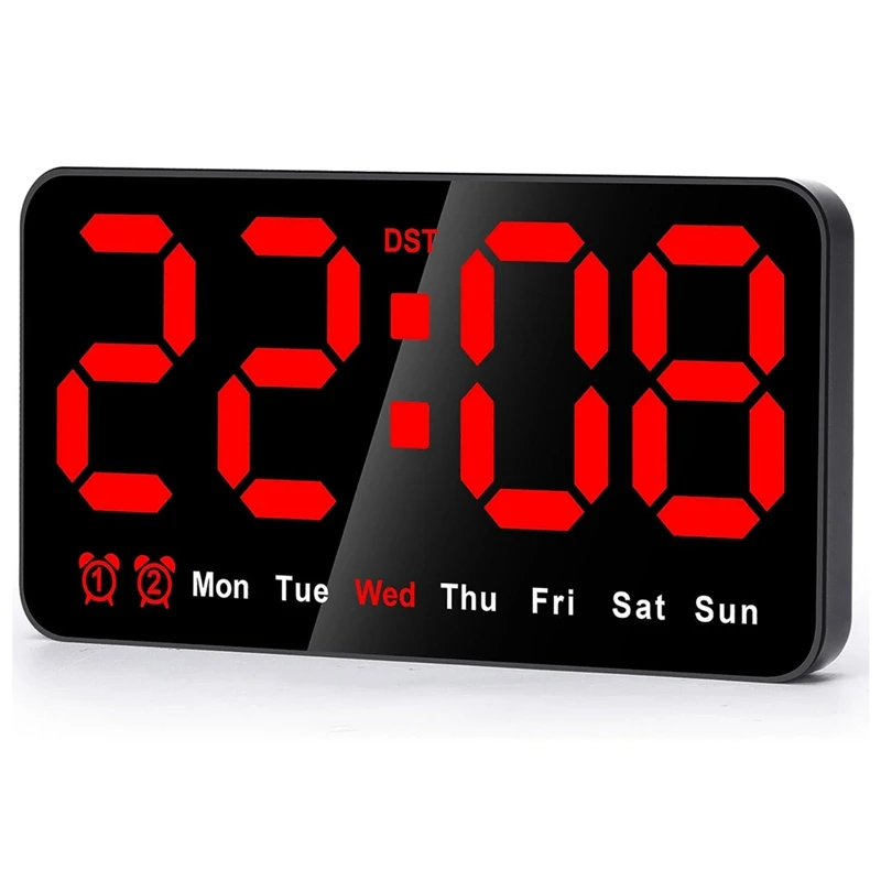 

Digital Wall Clock, 9Inch LED Digital Clock Large Display With 12/24H, Big Digits,Small Silent Wall Clock 21.5 X 3 X 11Cm (Red)