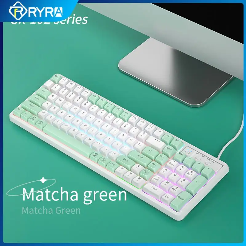 

RYRA New Gaming Mechanical Gaming Keyboard Wired Keyboards Hot Swappable 102 Keys With RGB LED Backlight PC Gaming Accesories