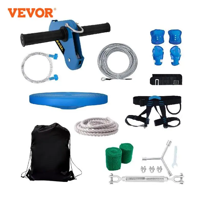 

VEVOR 60/80FT Zip line Kits for Backyard Zip Lines for Kid and Adult Included Swing Seat Zip Lines Brake and Steel Trolley