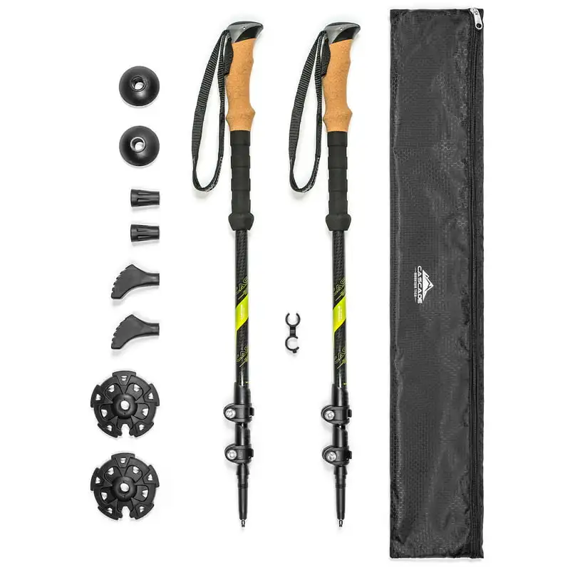 

Fiber Quick Cork Grip Trekking Poles - Collapsible Walking or Hiking Stick Expandable to 54"
