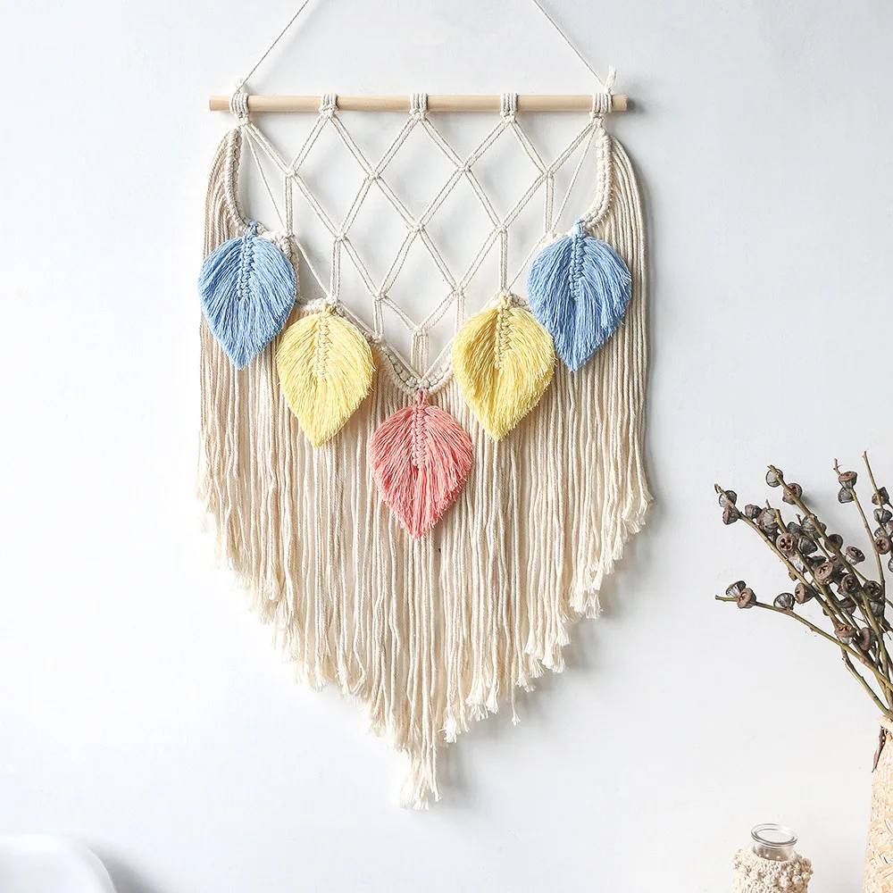 Bohemian style woven colorful tassel leaf tapestry pendant feather tassel tapestry living room background decoration
Bohemian style woven colorful tassel leaf tapestry pendant feather tassel tapestry living room background decoration
