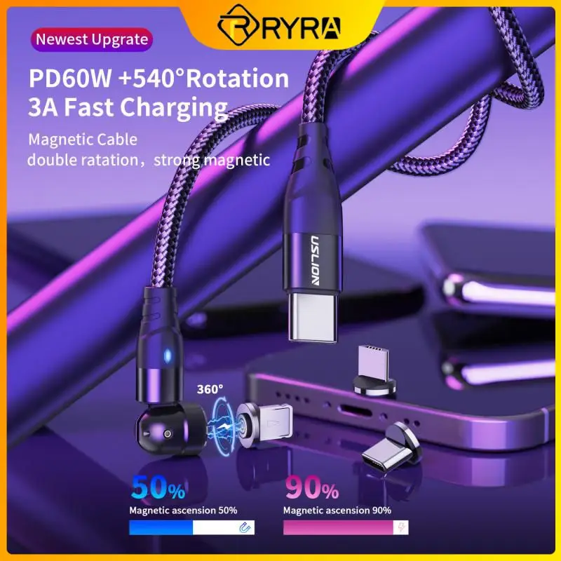 

RYRA PD Fast Charging 60W Magnetic Cable Quick Charge 4.0 USB C to Type C Cable For Huawei P40 Data Charger Cable For MacBook