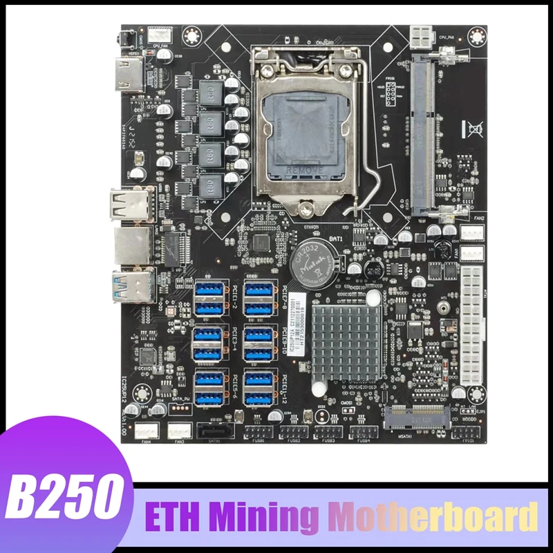 B250 ETH Mining Motherboard 12 USB3.0 LGA1151 Support DDR3L SODIMM RAM MSATA Support 6/7/8/9 Generation CPU Motherboard
B250 ETH Mining Motherboard 12 USB3.0 LGA1151 Support DDR3L SODIMM RAM MSATA Support 6/7/8/9 Generation CPU Motherboard