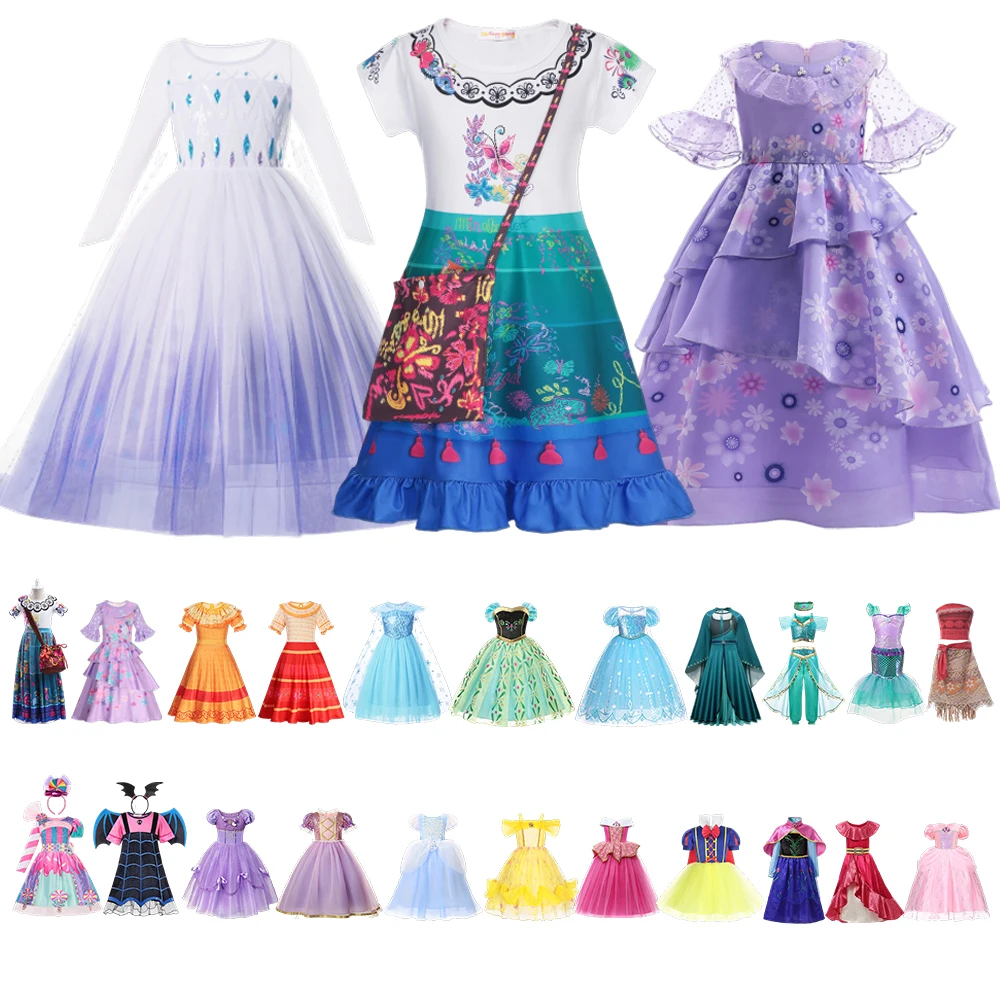 

Disney Princess Dress Encanto Mirabel Isabella Frozen Anna Elsa Snow White Jasmine Rapunzel Costume Cosplay Party Girls Cothes