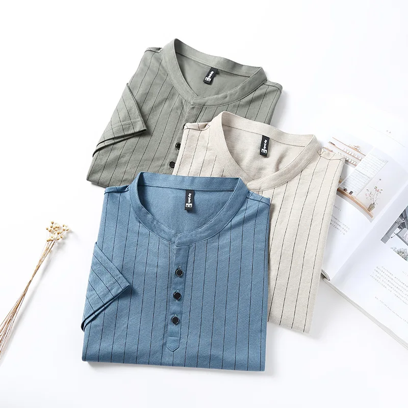 Standing Collar T-shirt for Men's 2023 Summer New Stripe Ice Silk Men's Thin Fashion Casual Top T Shirts for Men Tees
Standing Collar T-shirt for Men's 2023 Summer New Stripe Ice Silk Men's Thin Fashion Casual Top T Shirts for Men Tees