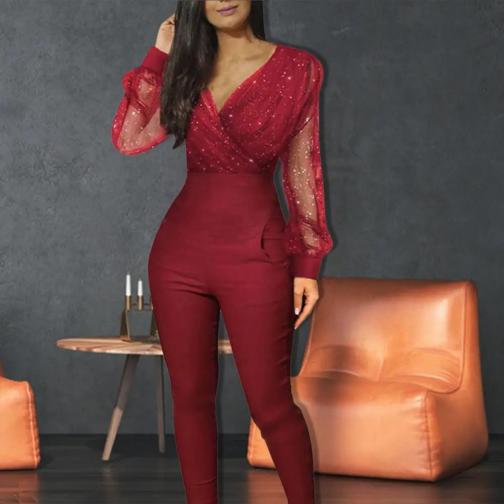 Women Jumpsuit Black Elegant Sequins Glitter Party Night Sexy Bodysuits Deep V Neck Mesh Long Sleeve Jumpsuit One Piece Overall
Women Jumpsuit Black Elegant Sequins Glitter Party Night Sexy Bodysuits Deep V Neck Mesh Long Sleeve Jumpsuit One Piece Overall