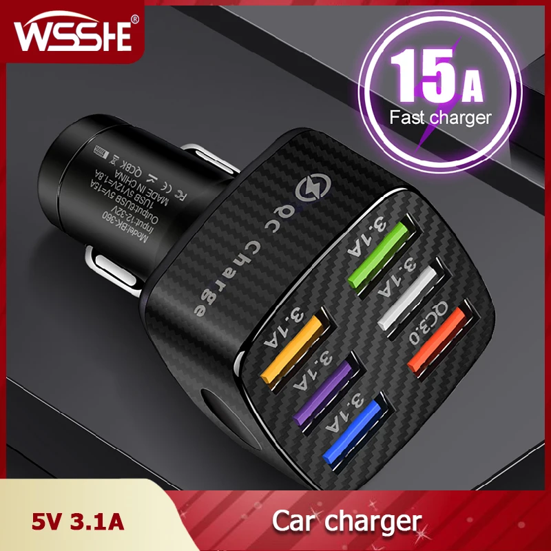 6 Port Car charger 5V 3.1A Usb cigarette lighter car phone charger For iphone 11 huawei p40 pro xiaomi redmi note 9 pro
6 Port Car charger 5V 3.1A Usb cigarette lighter car phone charger For iphone 11 huawei p40 pro xiaomi redmi note 9 pro