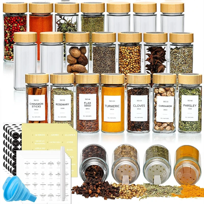 4/12Pcs Glass Spice Jars with Bamboo Lid Spice Seasoning Containers Salt Pepper Shakers Spice Organizer Kitchen Spice Jar Set
4/12Pcs Glass Spice Jars with Bamboo Lid Spice Seasoning Containers Salt Pepper Shakers Spice Organizer Kitchen Spice Jar Set