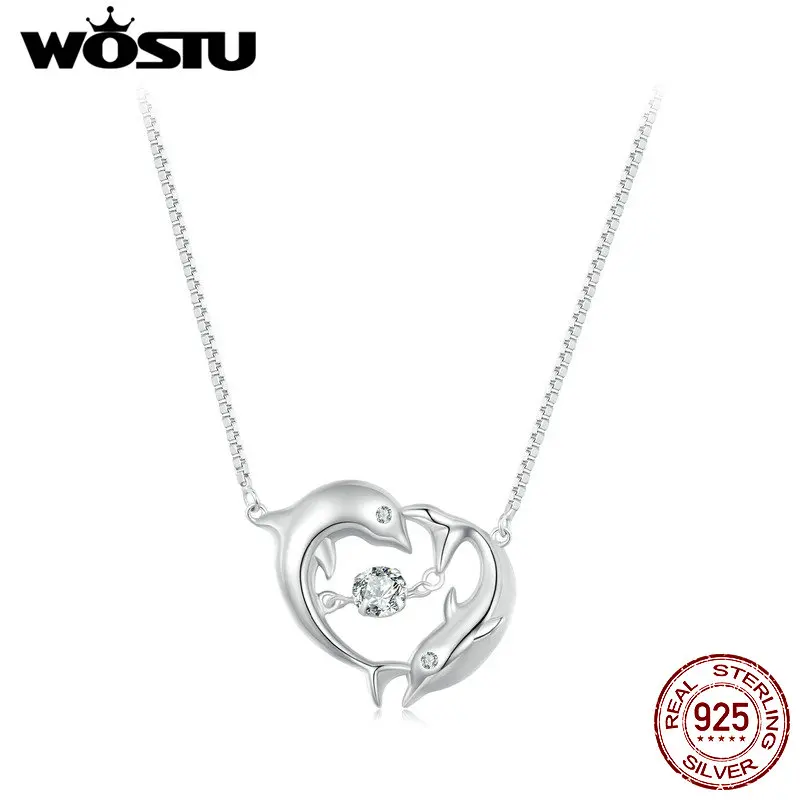 WOSTU 925 Sterling Silver Double Dolphin Pendant Necklace For Women Shiny Zircon Lovely Heart Charm Necklaces Party Jewelry Gift
WOSTU 925 Sterling Silver Double Dolphin Pendant Necklace For Women Shiny Zircon Lovely Heart Charm Necklaces Party Jewelry Gift