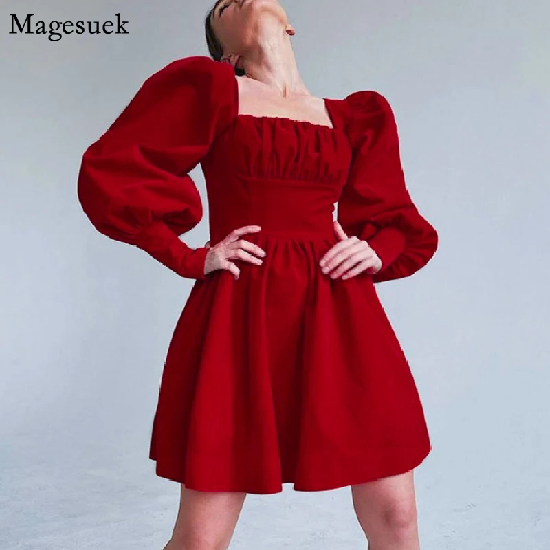 Elegant Dresses For Women Party Lantern Sleeve Vintage Velvet Dress Sexy High Waist A Line Red Black Evening Dress Vestido 18694
Elegant Dresses For Women Party Lantern Sleeve Vintage Velvet Dress Sexy High Waist A Line Red Black Evening Dress Vestido 18694