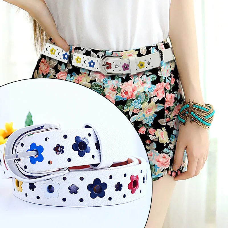 Women Faux Leather Belt Kids Flower Grommet Hollow Out Waistband Kids Silver Buckle Cute Lady Apparel Accessories 100cm Length
Women Faux Leather Belt Kids Flower Grommet Hollow Out Waistband Kids Silver Buckle Cute Lady Apparel Accessories 100cm Length