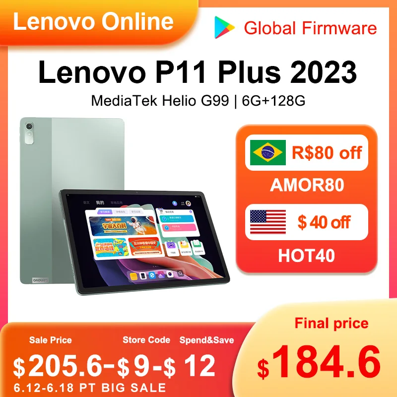 Global Firmware Original Lenovo Pad Plus 2023 MediaTek Helio G99 6GB 128G 11.5inch LCD Screen 7700mAh 
Global Firmware Original Lenovo Pad Plus 2023 MediaTek Helio G99 6GB 128G 11.5inch LCD Screen 7700mAh