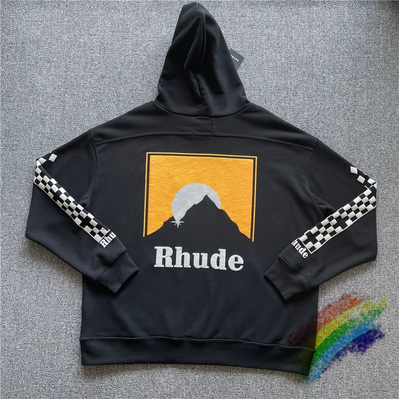 Vintage Black RHUDE Mountain Hoodie Men Women 1:1 High-Quality Sleeve Checker Rhude Hooded Sweatshirts Pullovers
Vintage Black RHUDE Mountain Hoodie Men Women 1:1 High-Quality Sleeve Checker Rhude Hooded Sweatshirts Pullovers