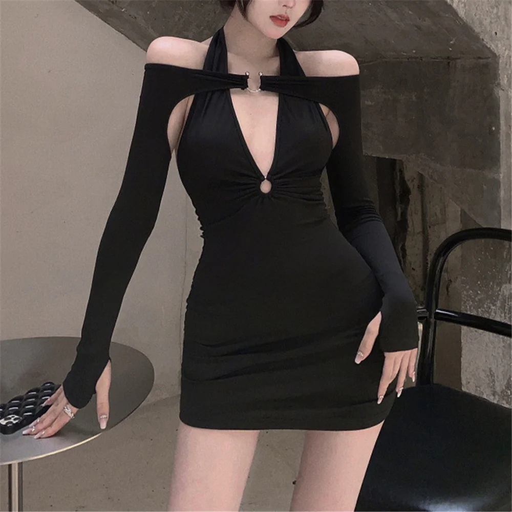Summer Women Sexy Bodycon Mini Dress Solid Color Hanging Neck Tie-Up Deep V-Neck Backless Dress + Long Sleeve Cover-Up Nightclub
Summer Women Sexy Bodycon Mini Dress Solid Color Hanging Neck Tie-Up Deep V-Neck Backless Dress + Long Sleeve Cover-Up Nightclub