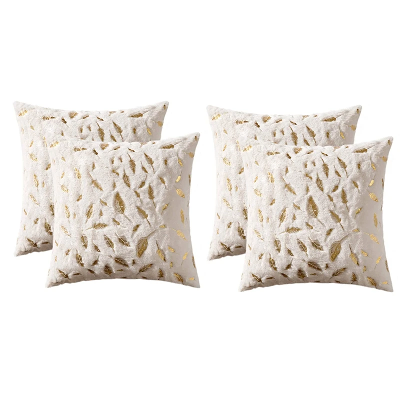 4Pcs Throw Pillow Covers Plush Faux Fur With Gold Feathers Cushion Covers Fuzzy Pillowcase For Couch Sofa Bed, 18 Inch
4Pcs Throw Pillow Covers Plush Faux Fur With Gold Feathers Cushion Covers Fuzzy Pillowcase For Couch Sofa Bed, 18 Inch