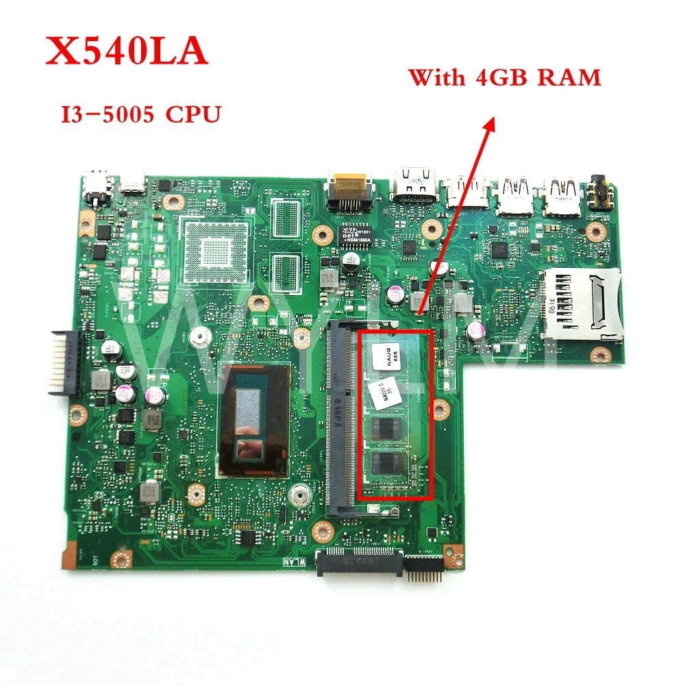 X540LA With I3-5005 CPU DDR3L 4GB RAM mainboard REV2.0 For ASUS X540 X540L X540LJ laptop motherboard Tested Working
X540LA With I3-5005 CPU DDR3L 4GB RAM mainboard REV2.0 For ASUS X540 X540L X540LJ laptop motherboard Tested Working