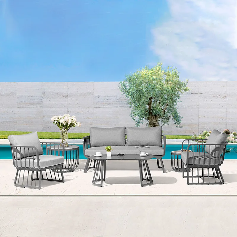 Modern simple sofa four-piece set, outdoor courtyard garden open-air water-proof leisure sofa combination
Modern simple sofa four-piece set, outdoor courtyard garden open-air water-proof leisure sofa combination