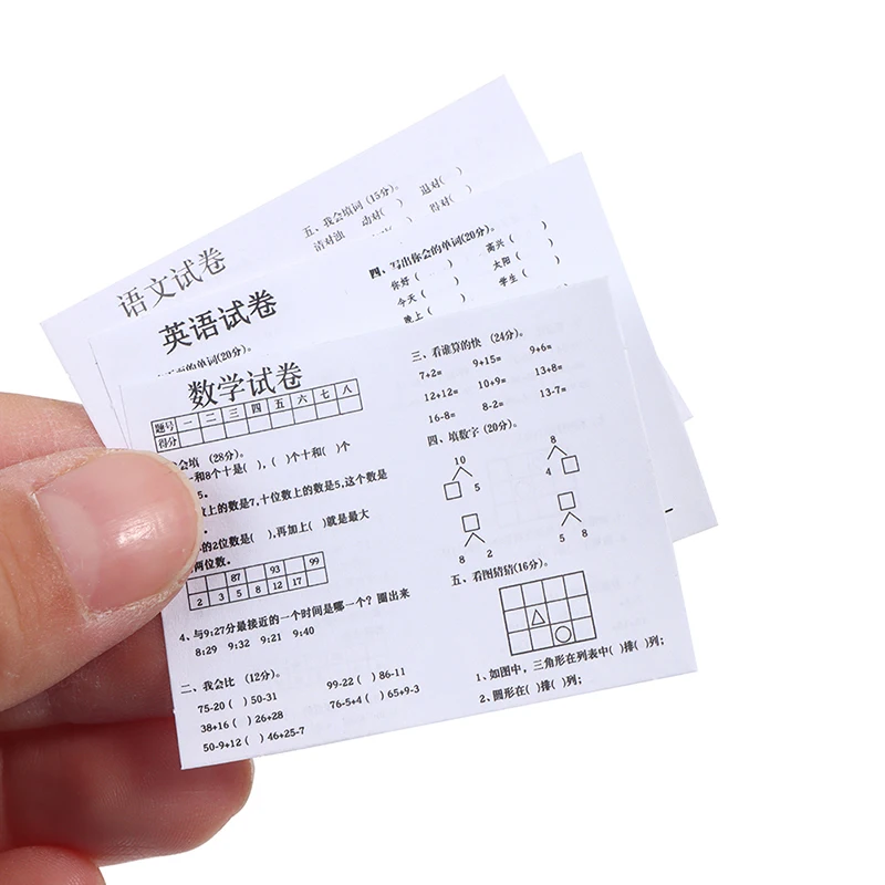 2Pcs 1/12 Dollhouse Miniature Accessories Mini Chinese English Math Test Paper Simulation Model for Doll House Home Decoration
2Pcs 1/12 Dollhouse Miniature Accessories Mini Chinese English Math Test Paper Simulation Model for Doll House Home Decoration