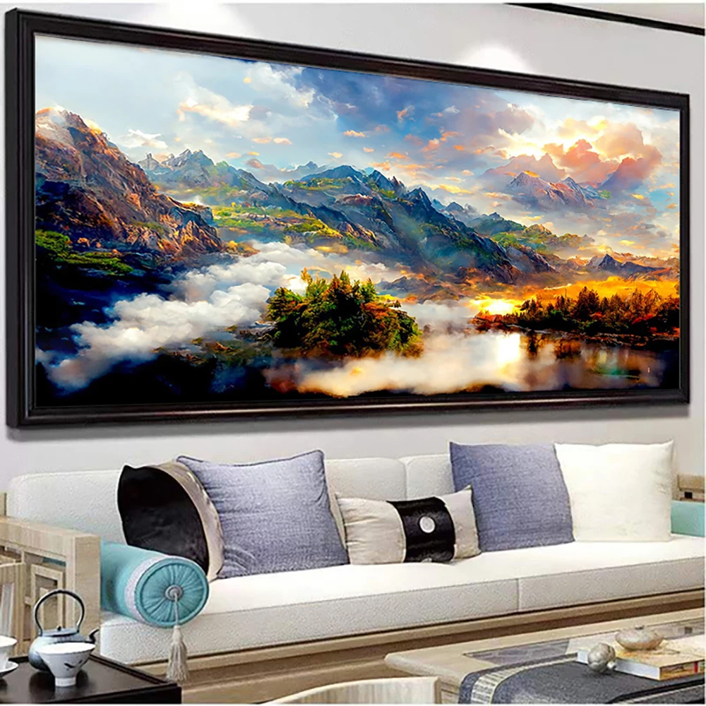 Набор для алмазной живописи 5D «сделай сам», современная вышивка с пейзажем заката, вышивка крестиком, для гостиной, настенная живопись, домашний декор