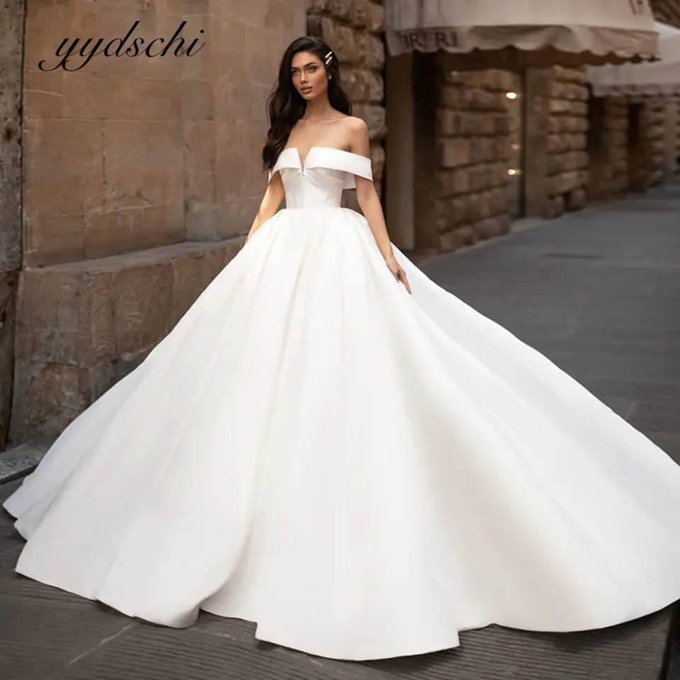 White/Ivory Wedding Dresses For Women 2022 Bride Elegant Simple Off The Shoulder Bridal Gown Satin Pleated Vestidos De Novia
White/Ivory Wedding Dresses For Women 2022 Bride Elegant Simple Off The Shoulder Bridal Gown Satin Pleated Vestidos De Novia