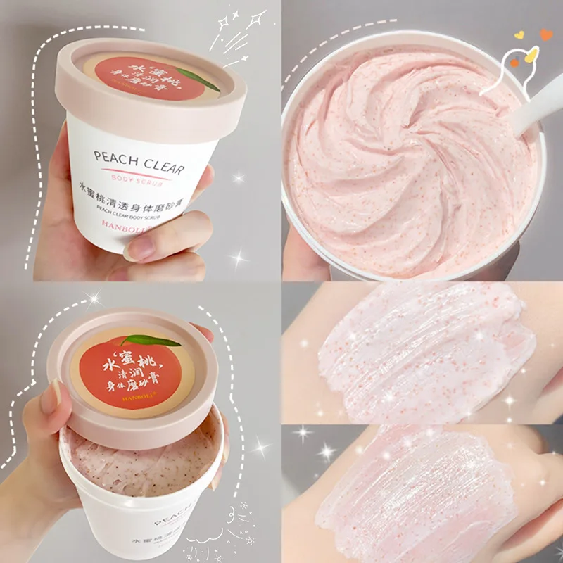 

200g Honey Peach Body Scrub Cream Moisturizes Cleans Softens Chicken Skin Keratin Rubs Mud Treasure Ice Cream Scrub Cream