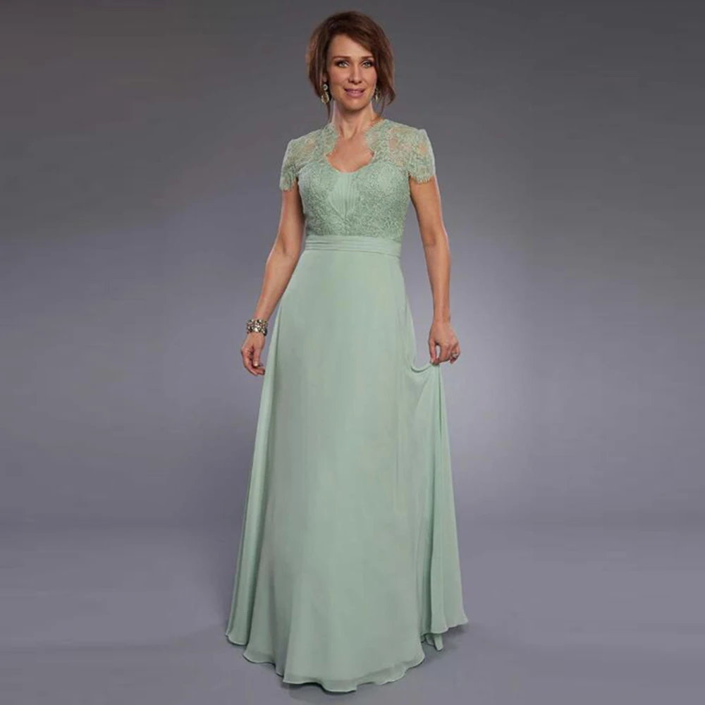 2022 New Fashion A Line Mint Green Chiffon Lace Top Mother of the Bride Gowns Short Sleeve V Neck Mother of the Groom Dress
2022 New Fashion A Line Mint Green Chiffon Lace Top Mother of the Bride Gowns Short Sleeve V Neck Mother of the Groom Dress