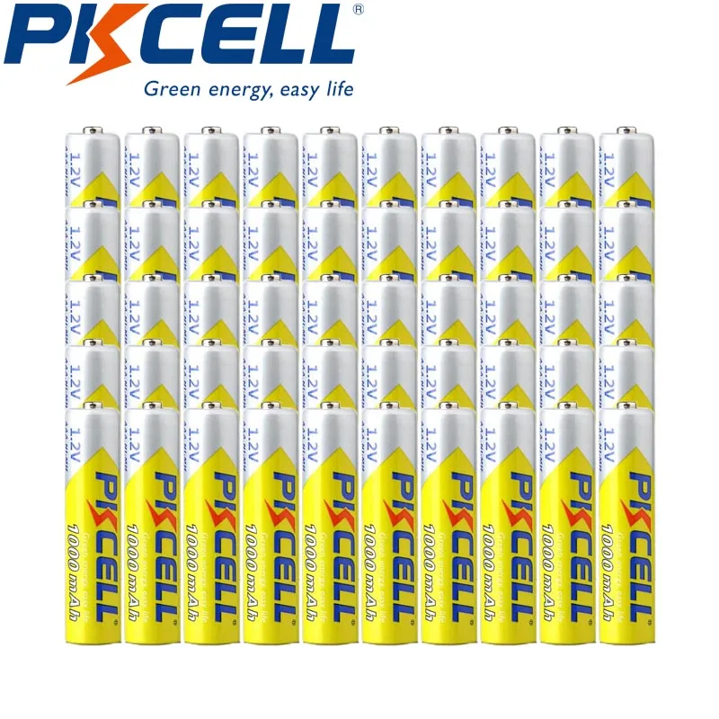 50Pcs PKCELL NIMH 1.2V AAA 1000mAh Rechargeable Battery aaa batteries up to 1000times cycles AAA Battery For Camera
50Pcs PKCELL NIMH 1.2V AAA 1000mAh Rechargeable Battery aaa batteries up to 1000times cycles AAA Battery For Camera