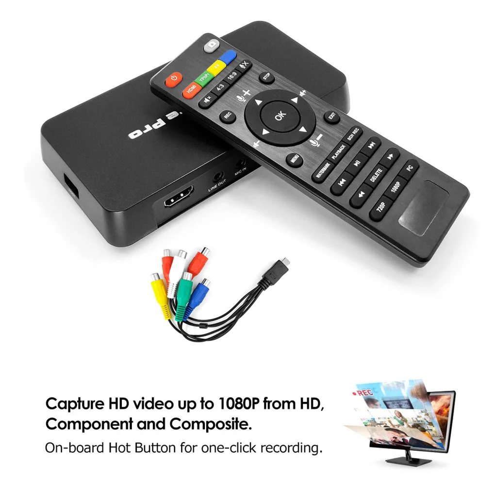 

HD Video Capture Card USB Interface Fast Transmitting Portable Remote Control 1080P Camcorder Graphic Videos Recording Recorder