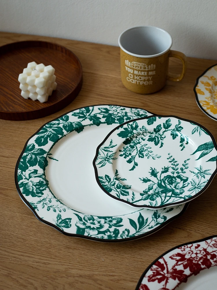 

Nordic Maple Leaf Ceramic Plates Light Luxury Western Food Dinner Plate Afternoon Tea Cup Steak Plate Dessert Dishes Tableware