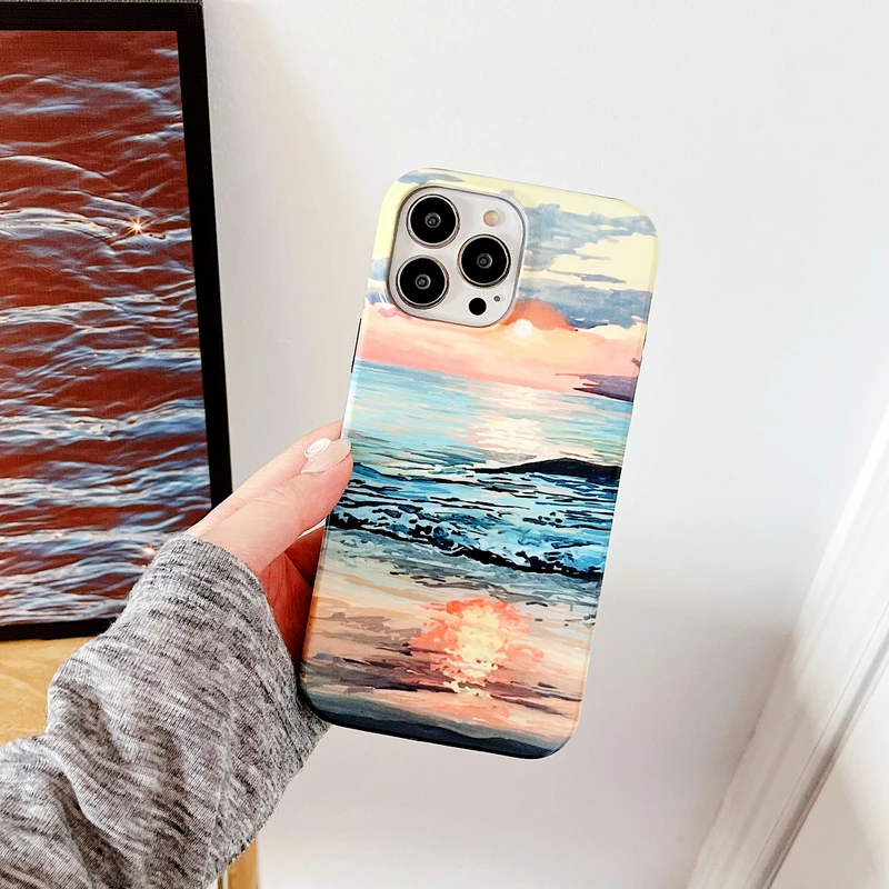 Luxury Retro Art Sea Sunset Oil Painting Phone Case For iPhone 13 12 11 Pro Xs Max Xr X Shockproof Soft Silicone Cover Coque
Luxury Retro Art Sea Sunset Oil Painting Phone Case For iPhone 13 12 11 Pro Xs Max Xr X Shockproof Soft Silicone Cover Coque
