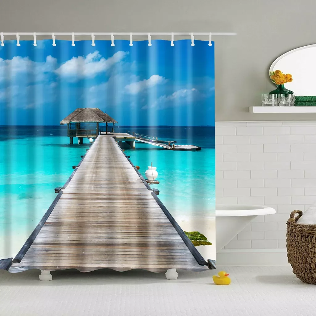 2023 Seaside Sea Beach Sea Wave Coconut Tree Shower Curtains Bathroom Curtain Frabic Waterproof Polyester Bath Curtain with Hook 
2023 Seaside Sea Beach Sea Wave Coconut Tree Shower Curtains Bathroom Curtain Frabic Waterproof Polyester Bath Curtain with Hook