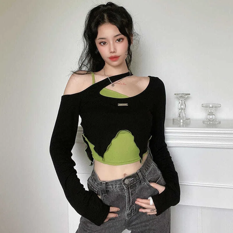 Y2K 2 pieces/set Women Spring Summer Style Sexy T-Shirts Tops Lady Casual Long Sleeve Bandage Patchwork Short Tee Shirts P87
Y2K 2 pieces/set Women Spring Summer Style Sexy T-Shirts Tops Lady Casual Long Sleeve Bandage Patchwork Short Tee Shirts P87