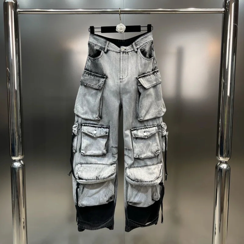 BORVEMAYS Street Jeans Women Personality Contrasting Colors High Waist Patchwork Pockets New Autumn Denim Straight-leg Pants
BORVEMAYS Street Jeans Women Personality Contrasting Colors High Waist Patchwork Pockets New Autumn Denim Straight-leg Pants