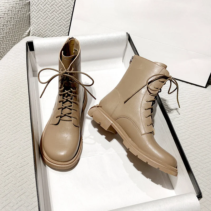 Women's Boots Autumn Winter Fleece Warm Naked Boots Fashion Lace-up Ankle Boots Microfiber Leather Platform Boots for Women
Women's Boots Autumn Winter Fleece Warm Naked Boots Fashion Lace-up Ankle Boots Microfiber Leather Platform Boots for Women