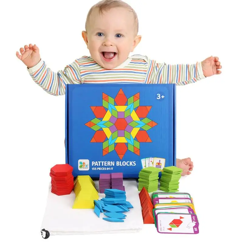 Wooden Pattern Blocks 155-pcs Geometric Color Shape Manipulative Puzzle Classic Educational Montessori Tangram Toys Early
Wooden Pattern Blocks 155-pcs Geometric Color Shape Manipulative Puzzle Classic Educational Montessori Tangram Toys Early