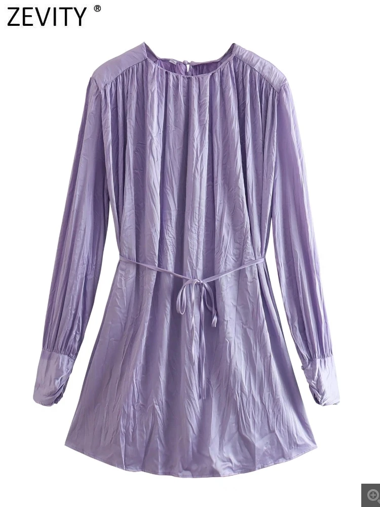 ZEVITY 2022 Women Fashion Purple Color Folds Design Press Pleats Casual Slim Mini Dress Female Chic Lace Up Belt Vestidos DS9326
ZEVITY 2022 Women Fashion Purple Color Folds Design Press Pleats Casual Slim Mini Dress Female Chic Lace Up Belt Vestidos DS9326