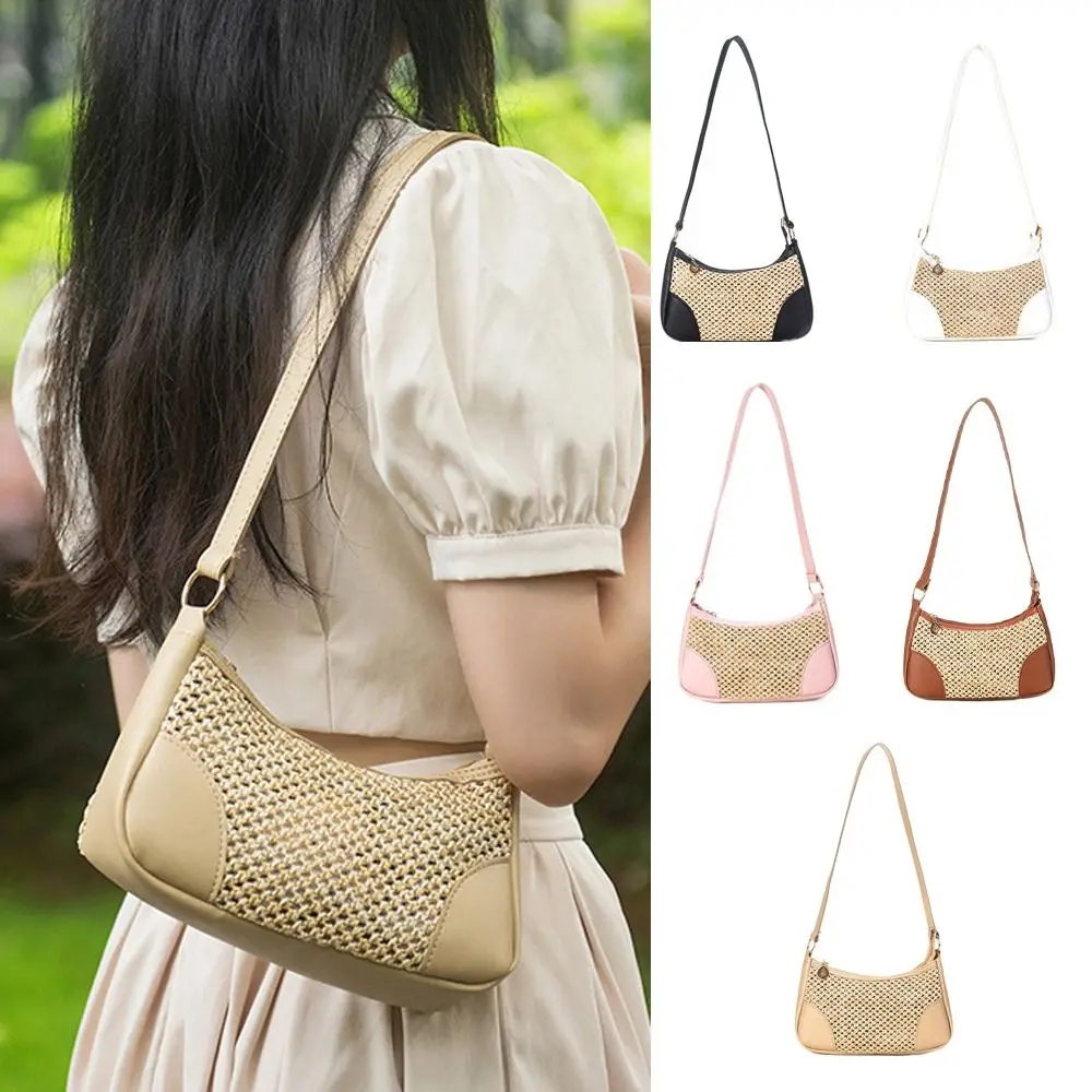 Hollow Straw Woven Underarm Bag Elegant Large Capacity Patchwork PU Leather All-match Shopping
Hollow Straw Woven Underarm Bag Elegant Large Capacity Patchwork PU Leather All-match Shopping