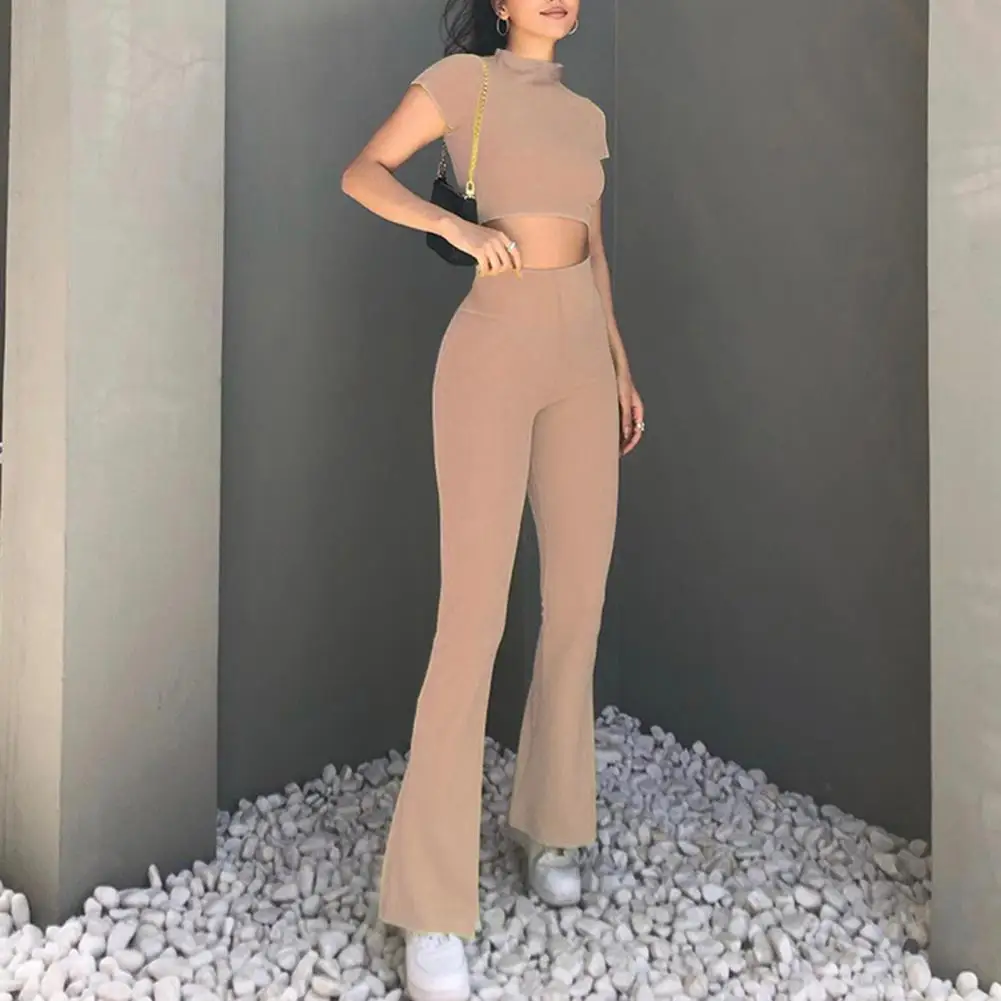 Tops Pants Set Short Sleeve Slim Fit Turtle-Neck Solid Color Women Crop Top with Long Tights Trousers спортивный костюм женск
Tops Pants Set Short Sleeve Slim Fit Turtle-Neck Solid Color Women Crop Top with Long Tights Trousers спортивный костюм женск
