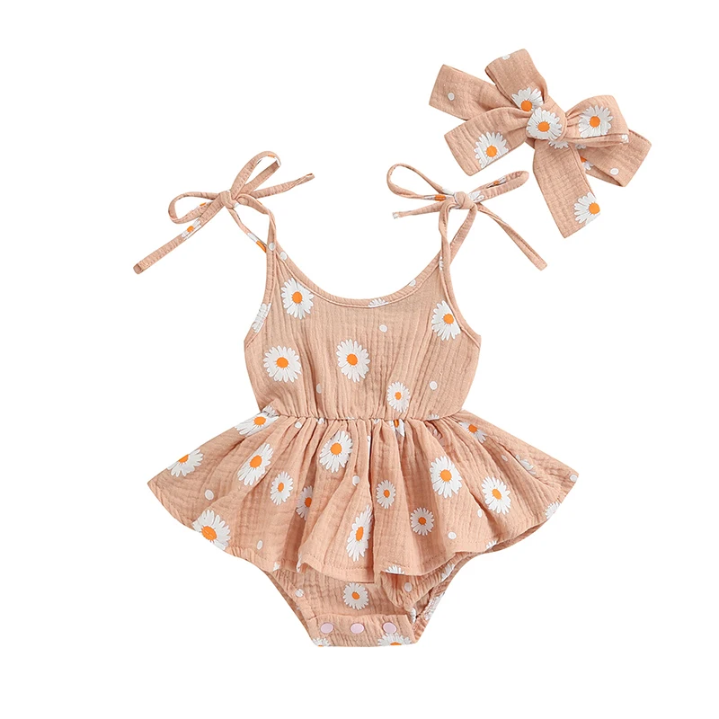 2 Pcs Newborn Daisy Print Outfits, Baby Girls Tie-up U-shaped Neck Spaghetti Strap Bodysuit + Headband
2 Pcs Newborn Daisy Print Outfits, Baby Girls Tie-up U-shaped Neck Spaghetti Strap Bodysuit + Headband