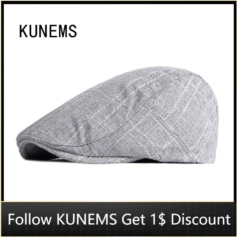 Трикотажные головные уборы KUNEMS в стиле ретро для мужчин, кепки газетчика из искусственной льняной ткани, кепки унисекс
