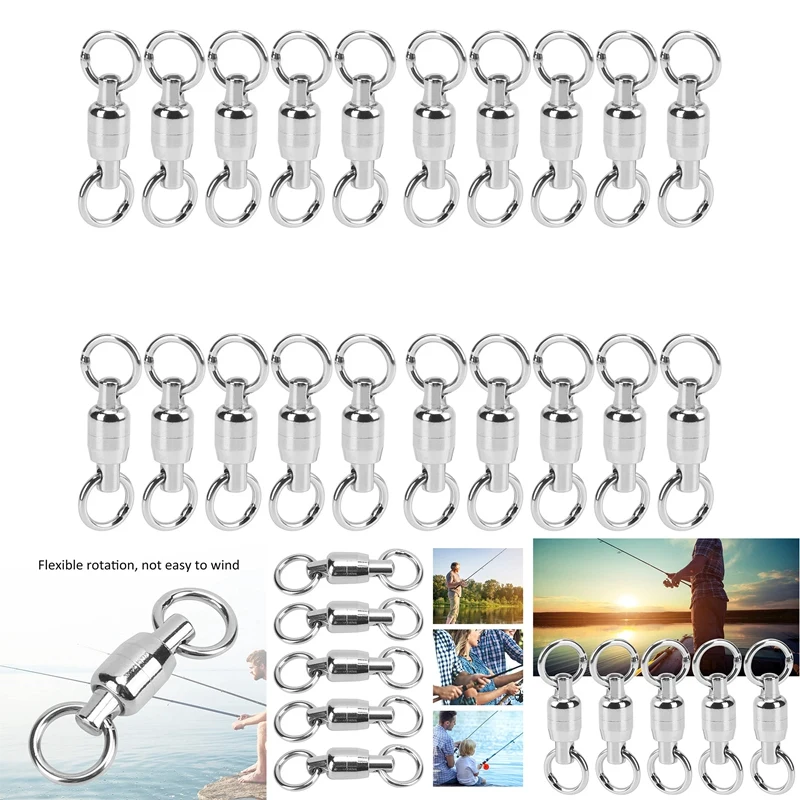 20 PCS Fishing Rolling Swivel Connector,Stainless Steel Bearing Swivel 8‑Shaped Ring Connector Fishing Accessories
20 PCS Fishing Rolling Swivel Connector,Stainless Steel Bearing Swivel 8‑Shaped Ring Connector Fishing Accessories