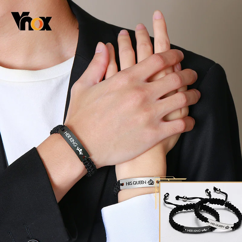 

Vnox Unique Attract Each Other Couple Bracelets for Men and Women, His and Her Love Gifts Wristband, Braided Rope Chain Jewelry