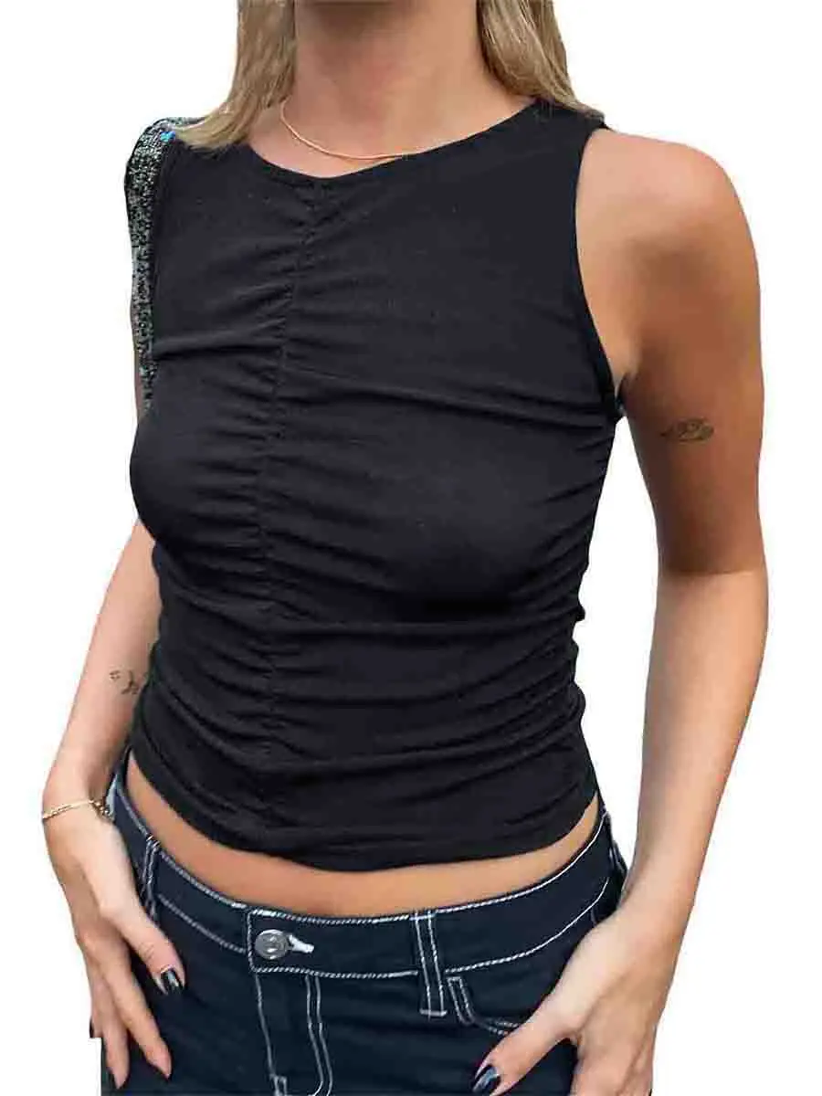 Women Solid Color Tank Tops Ruched Sleeveless Vests Summer Slim Fit Casual Exposed Navel Crop Tops Streetwear
Women Solid Color Tank Tops Ruched Sleeveless Vests Summer Slim Fit Casual Exposed Navel Crop Tops Streetwear