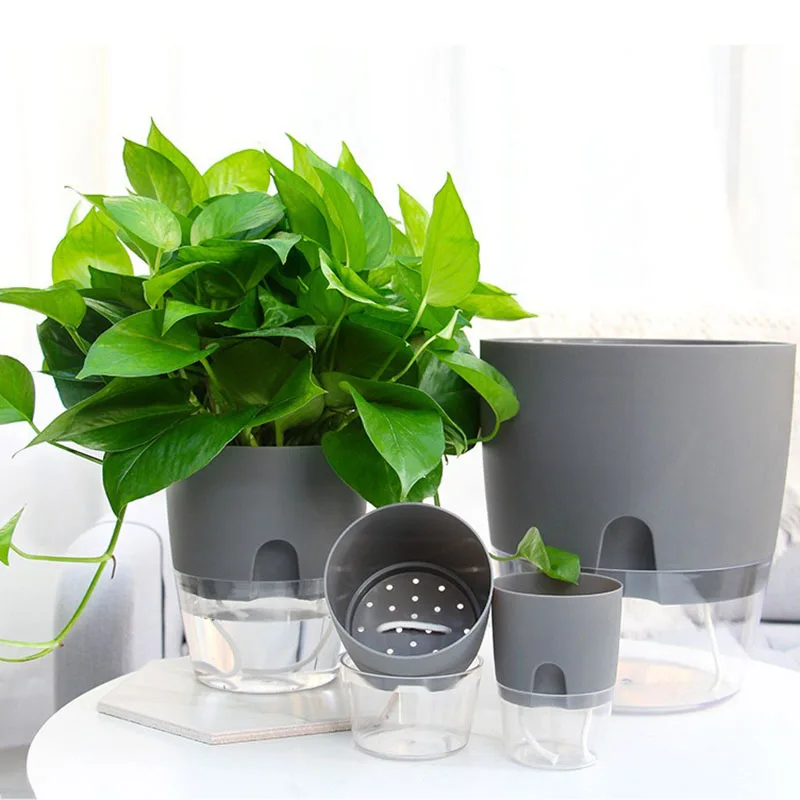 Flower Pots Transparent Plastic Double-layer Pots for Plants Automatic Water Absorption Plant Cultivation Garden Accessories Set 
Flower Pots Transparent Plastic Double-layer Pots for Plants Automatic Water Absorption Plant Cultivation Garden Accessories Set