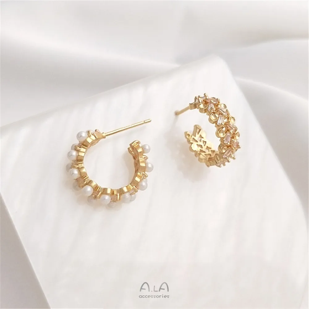 14K Gold Filled Plated Zircon C-shaped adhesive pearl Hollow Earrings S925 Silver pin earrings diy earpiece
14K Gold Filled Plated Zircon C-shaped adhesive pearl Hollow Earrings S925 Silver pin earrings diy earpiece