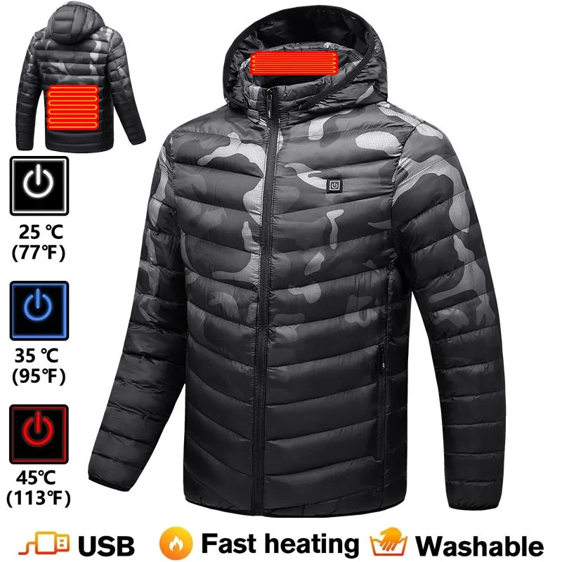 Autumn Winter New Heat Hooded Collar Windbreaker Camouflage Coat Men Waterproof Fleece Warm USB Heating Parkas Jacket
Autumn Winter New Heat Hooded Collar Windbreaker Camouflage Coat Men Waterproof Fleece Warm USB Heating Parkas Jacket
