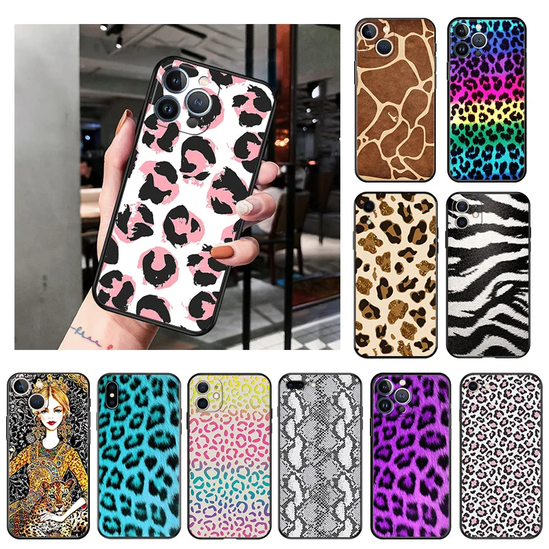 Silicone Black Phone Cases Cover for iPhone 11 14 Pro Max 12 13 Mini XR SE 7 8 6 6s Plus XS X SE3 Colorful Leopard Snake Scales 
Silicone Black Phone Cases Cover for iPhone 11 14 Pro Max 12 13 Mini XR SE 7 8 6 6s Plus XS X SE3 Colorful Leopard Snake Scales